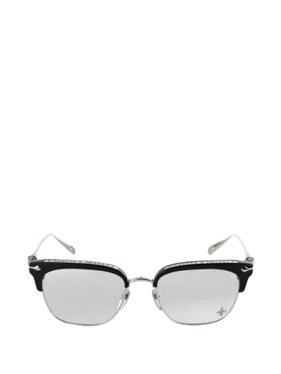 Chrome Hearts Engraved Browline-frame Glasses In Burgundy