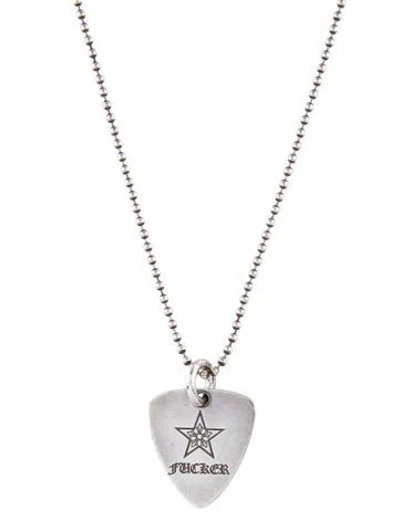 Pre-owned Chrome Hearts Explicit Guitar Pick Pendant Necklace, 26.25" In Multi