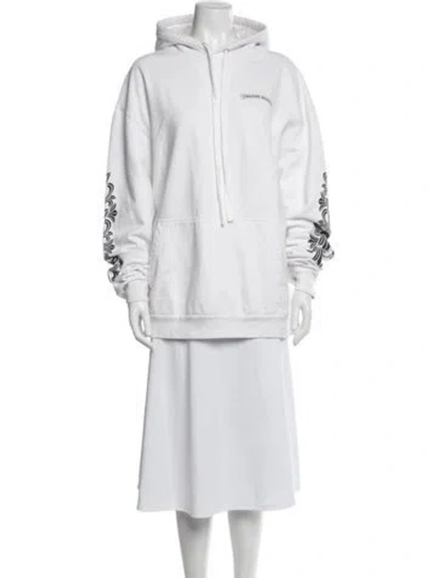 Pre-owned Chrome Hearts Eye Chart Dagger Graphic Print Hoodie In White