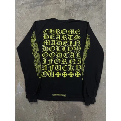 Pre-owned Chrome Hearts Eye Chart Long Sleeve Black Neon Used Medium