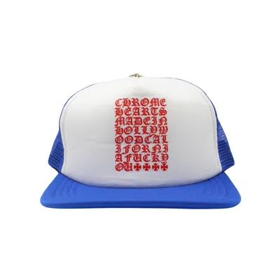 Pre-owned Chrome Hearts Eyechart Trucker Hat In Blue/white/red