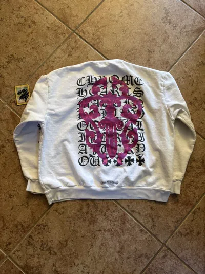 Pre-owned Chrome Hearts Eyechart Vine-dagger Crewneck In White