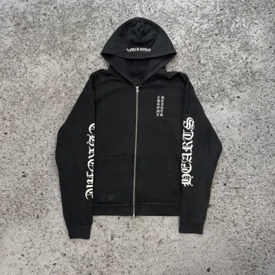 Pre-owned Chrome Hearts Faded Fuck You Zip Up Hoodie In Black