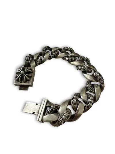 Pre-owned Chrome Hearts Fancy Jumbo Id Cuban Plus Bracelet In Silver