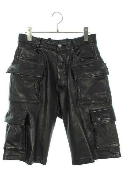 Pre-owned Chrome Hearts Fatigue Leather Cargo Shorts In Black