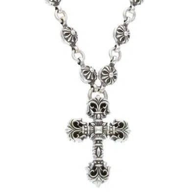 Pre-owned Chrome Hearts Filigree Cross Chain Necklace - 20 Inch In Silver