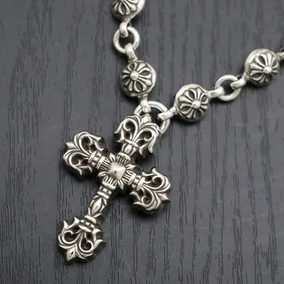 Pre-owned Chrome Hearts Filigree Cross Necklace In Silver
