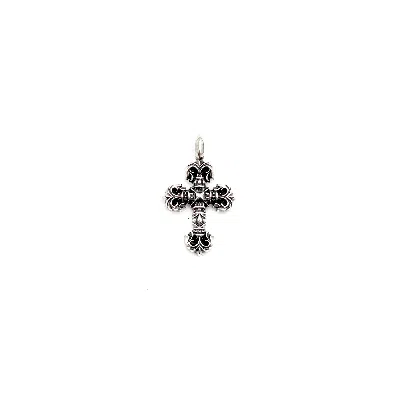 Pre-owned Chrome Hearts Flame Cross Pendant In Silver