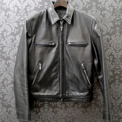 Pre-owned Chrome Hearts Flare Dagger Single Zip Leather Blouson In Black