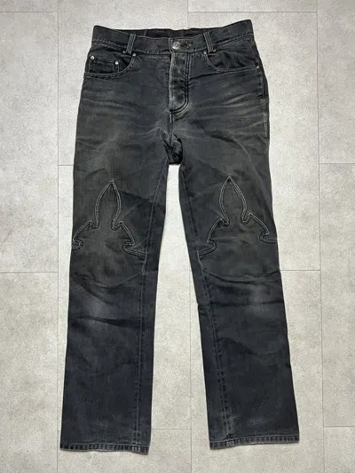 Pre-owned Chrome Hearts Flare Knee Denim Jeans In Black