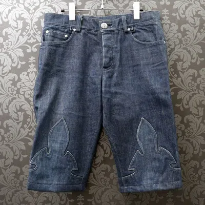 Pre-owned Chrome Hearts Flare Knee Denim Shorts In Blue