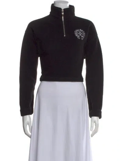 Pre-owned Chrome Hearts Fleece Graphic Print Crop Top In Black