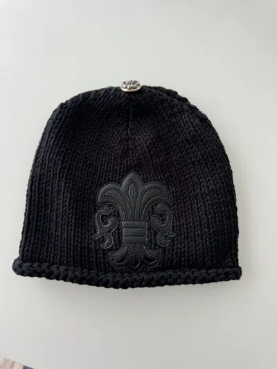 Pre-owned Chrome Hearts Fleur Cashmere Beanie In Black