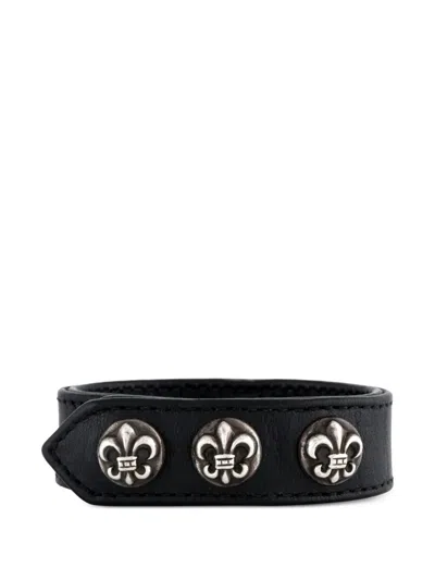 Chrome Hearts Fleur-de-lis Wrap Bracelet In Black