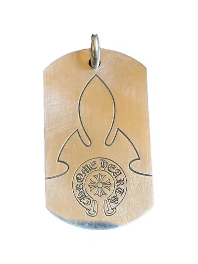 Chrome Hearts Fleur Dog Tag With Ball Chain "silver" In Brown