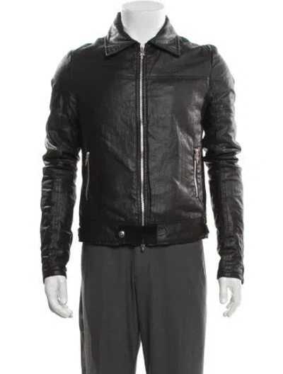 Pre-owned Chrome Hearts Fleur Elbow Waxed Carmalita Hemp Moto Jacket In Black