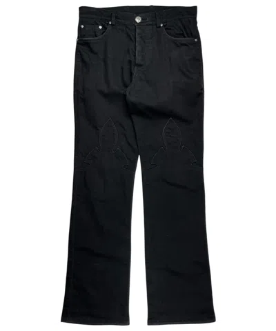 Pre-owned Chrome Hearts Fleur Knee Silver Flared Bootcut Denim Jeans In Black