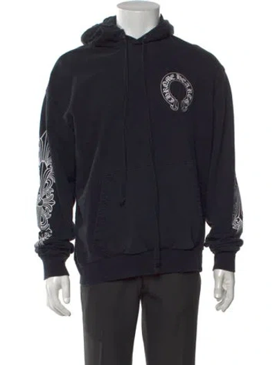 Pre-owned Chrome Hearts Fleur Sleeve Graphic Print Hoodie In Black