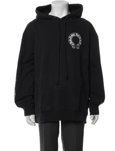 Pre-owned Chrome Hearts Fleur Sleeve Horseshoe Logo Graphic Print Hoodie In Black