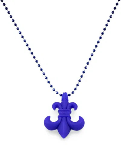 Chrome Hearts Fleur-de-lis-pendant Necklace In Blue