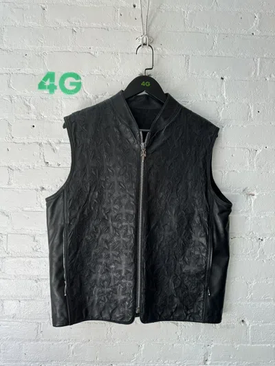 Pre-owned Chrome Hearts Flooded  Leather Zip Vest In Black