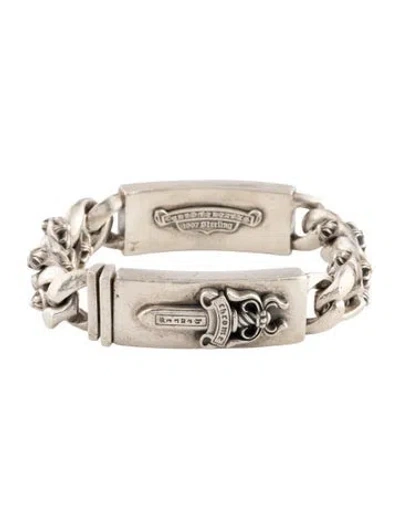 Pre-owned Chrome Hearts Floral Cross & Dagger Id Station Bracelet, 7.75" In Multicolor