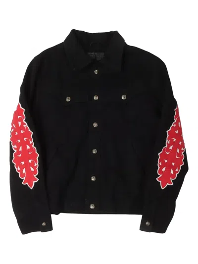 Chrome Hearts Floral Cross-appliqué Denim Jacket In Black