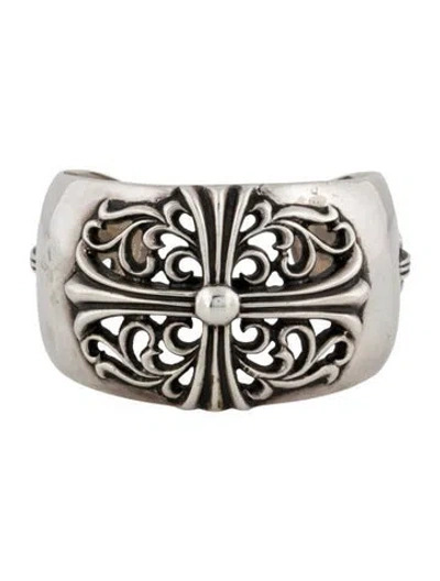Pre-owned Chrome Hearts Floral Cross Cuff, 6" In Multi