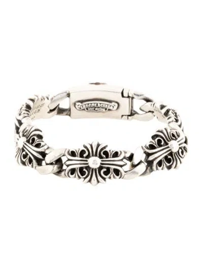 Pre-owned Chrome Hearts Floral Cross Keeper Bracelet, 8.25" In Multicolor