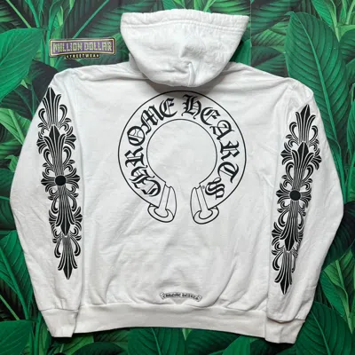 Pre-owned Chrome Hearts Floral Cross Pullover Hoodie In White