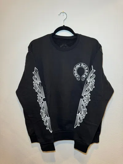 Pre-owned Chrome Hearts Floral Dagger Horseshoe Crewneck Sweater In Black