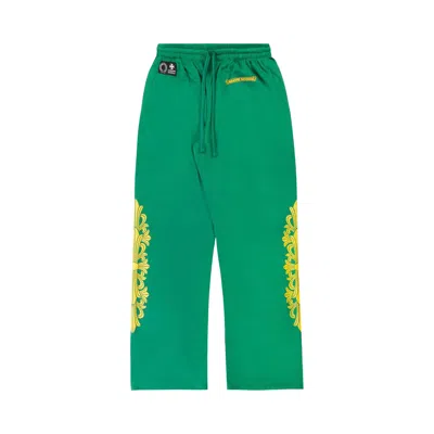 Pre-owned Chrome Hearts Floral Mesh Jersey Pants 'green/gold'