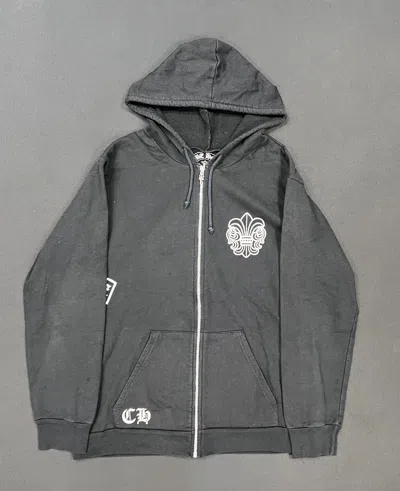 Pre-owned Chrome Hearts Fluer Delis T-bar Black Zip-up Hoodie 