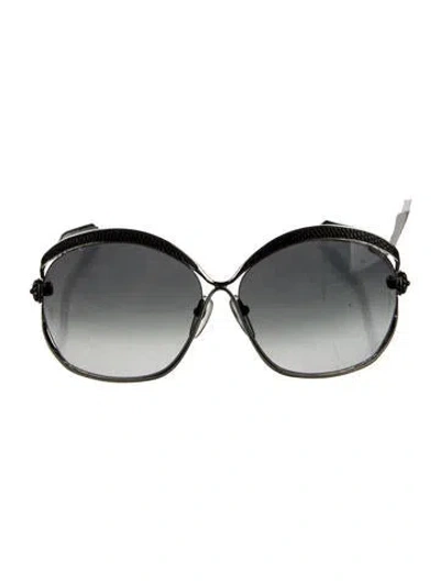 Pre-owned Chrome Hearts Fluffer Oversize Sunglasses In Black