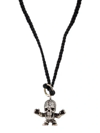 Pre-owned Chrome Hearts Foti Harris 5.57ctw Diamond Skull Pendant Necklace, 28" In Multi