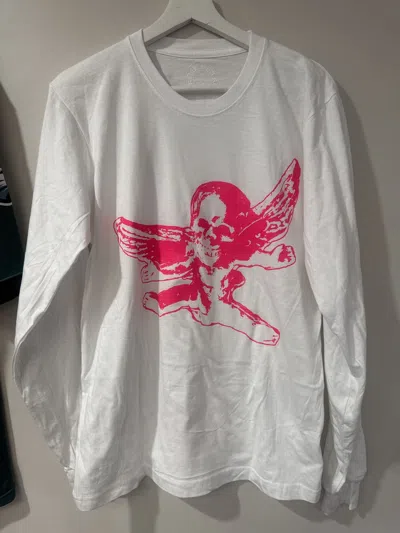 Pre-owned Chrome Hearts Foti Neon Pink Long Sleeve T-shirt Tee Medium In White