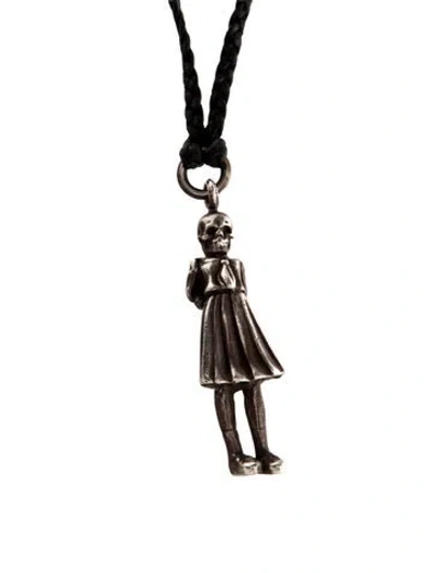Pre-owned Chrome Hearts Foti Skippy Pendant Necklace, 34" In Black