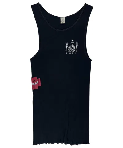 Pre-owned Chrome Hearts Foti Winged Skull Red Wifebeater Tank Top In Black