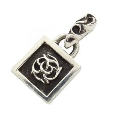 Chrome Hearts Framed Flrl Silver Pendant In Black