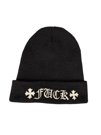 Pre-owned Chrome Hearts Fuck Beanie Hat Vintage In Black