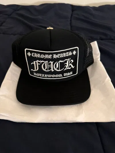 Pre-owned Chrome Hearts Fuck Hollywood Trucker Hat In Black