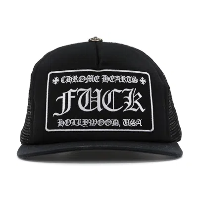 Pre-owned Chrome Hearts Fuck Hollywood Trucker Hat In Black