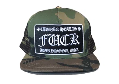 Pre-owned Chrome Hearts Fuck Hollywood Trucker Hat In Camo