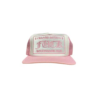 Pre-owned Chrome Hearts Fuck Hollywood Trucker Hat 'white/pink' | Men's Size Onesize