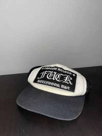 Pre-owned Chrome Hearts “fuck” Trucker Hat In White
