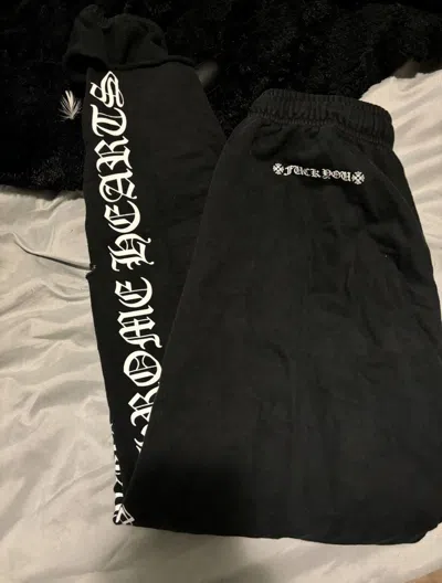 Pre-owned Chrome Hearts Fuck You Scroll Sweatpants M In Black