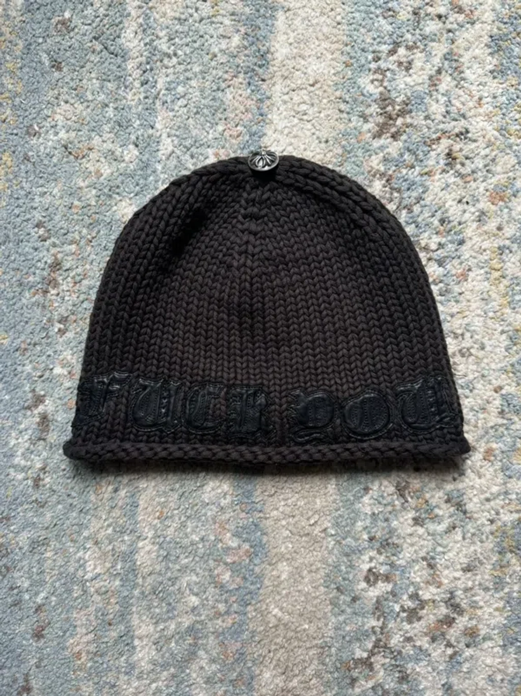 Pre-owned Chrome Hearts Fuck You Vintage Cashmere Beanie Hat Black