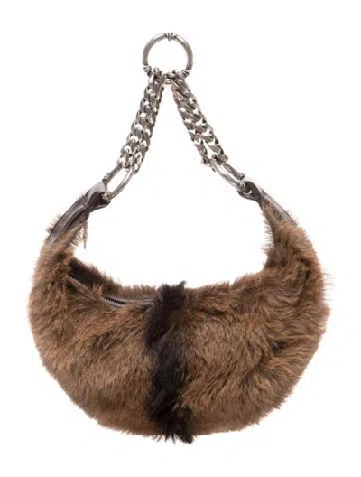 Pre-owned Chrome Hearts Fur Shoulder Bag In Brown