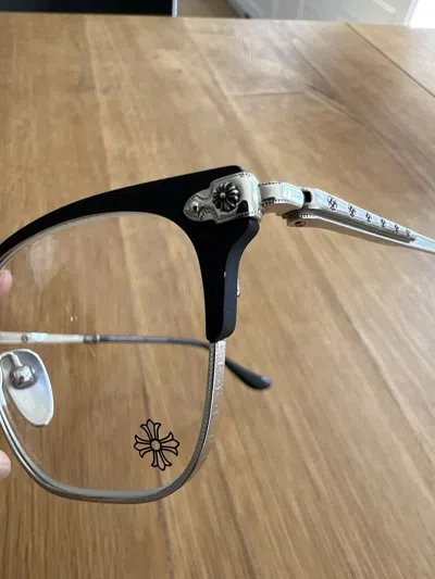 Pre-owned Chrome Hearts Glasses Black Silver Plonker 52 20-148