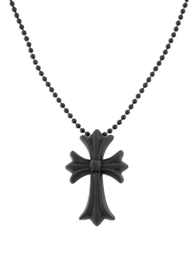 Chrome Hearts Glitter Cross-pendant Necklace In Black